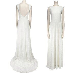 BLUSH SC Classic Simple Boho Lace Openback Stretch Shimmering Wedding Dress S-XS